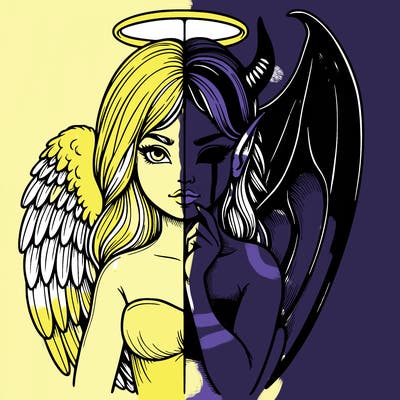 realistic angel half demon