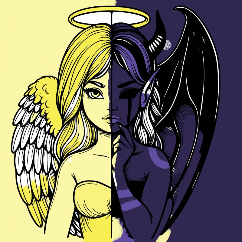 realistic angel half demon