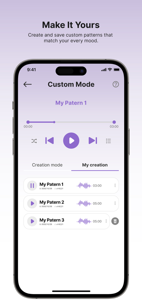 SVAKOM - The SVAKOM app interface for creating and saving custom vibration patterns