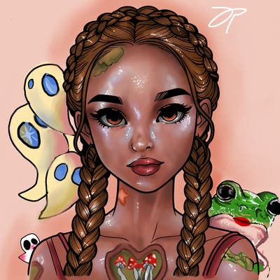 realistic girl with braids