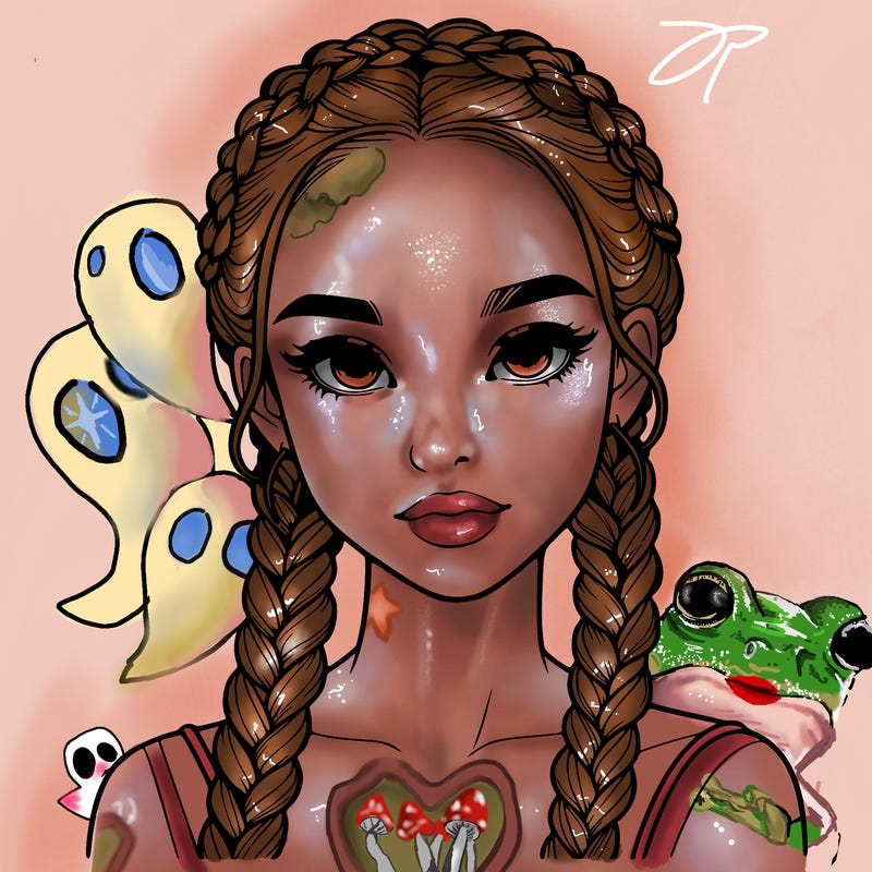 realistic girl with braids