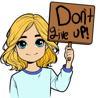 realistic girl holding up a sign