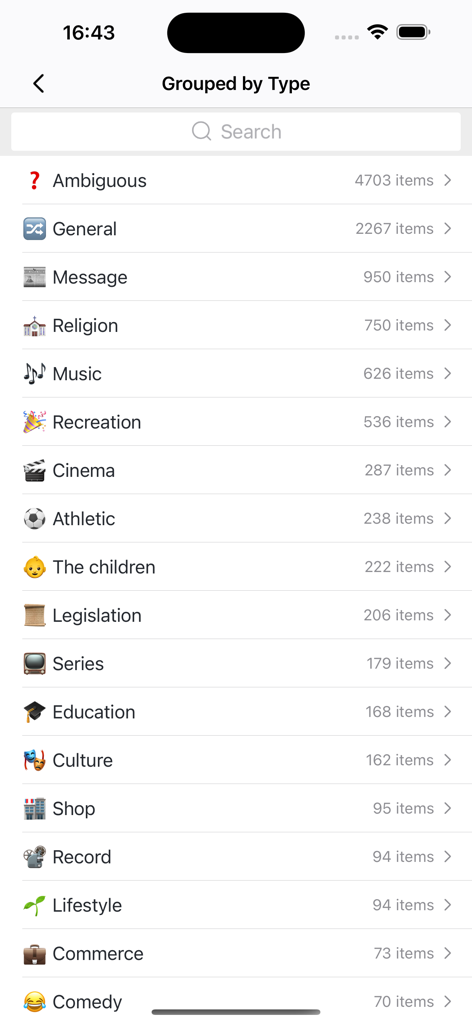 NetTV: Watch Global TV - A list of global live TV channel categories in the NetTV app including Music Cinema and Sports
