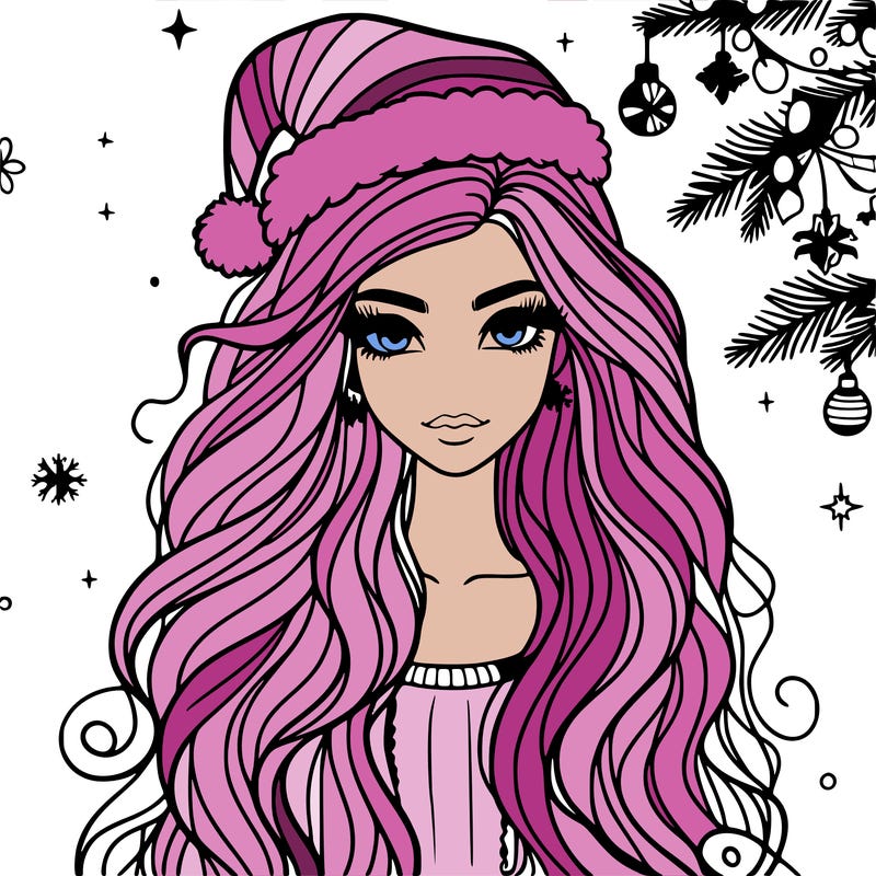 christmas fashionable female model and long hair