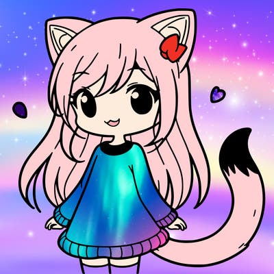 girl with cat ears and tail