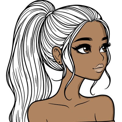 a beautiful and realistic girl with a high pony tail