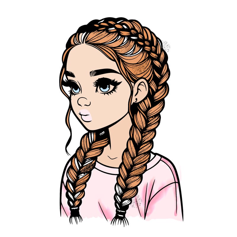 realistic girl with braids