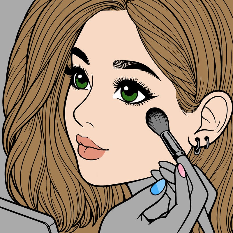 a realistic girl doing her makeup