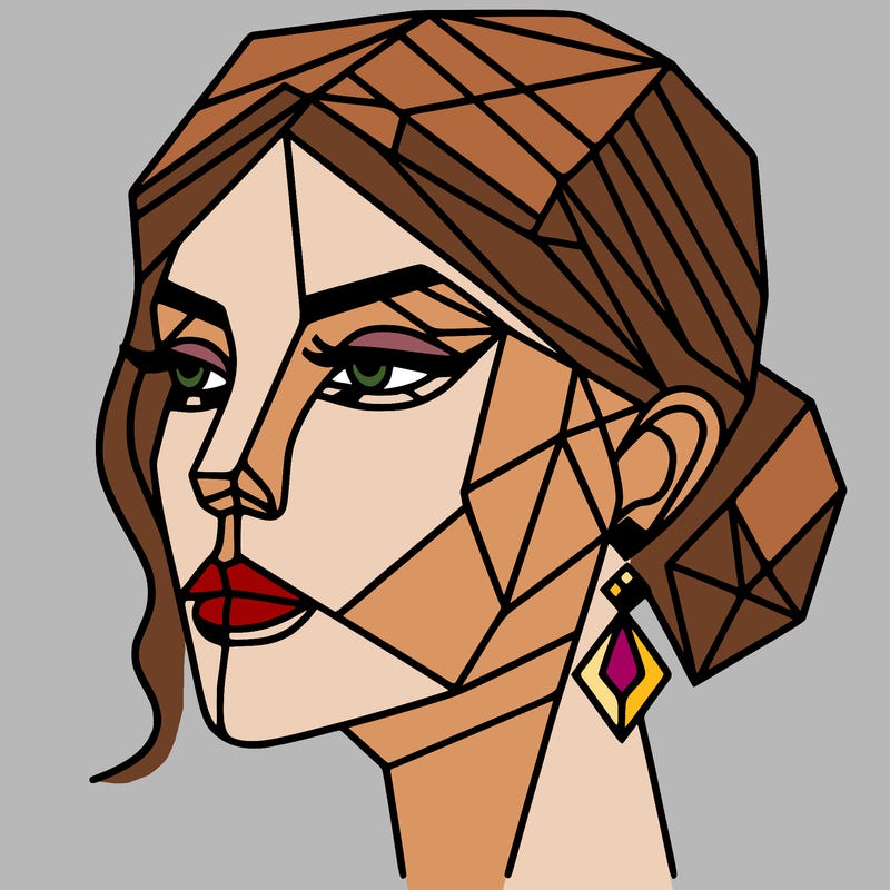 geometric art illustration of a woman's face