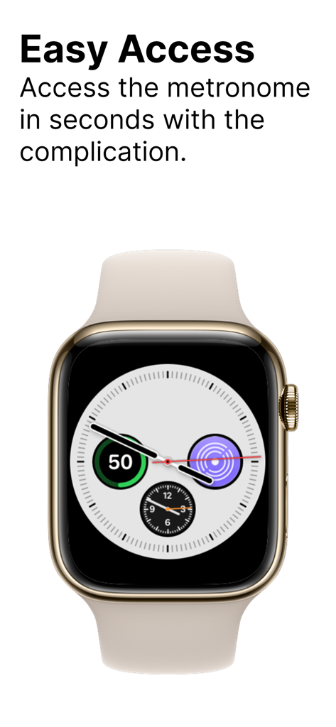 Pulse: Metronome Haptic+Quiet - Apple Watch Zifferblatt mit der Pulse Metronom App Komplikation für schnellen Zugriff