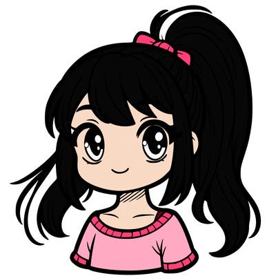 a girl with a ponytail