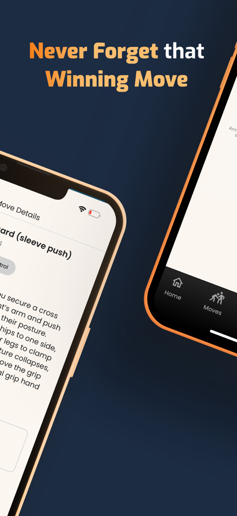 Kimura - BJJ Notes & Sessions - Kimura BJJ 앱 인터페이스가 주짓수 기술 노트와 세부 정보를 보여주고 있습니다
