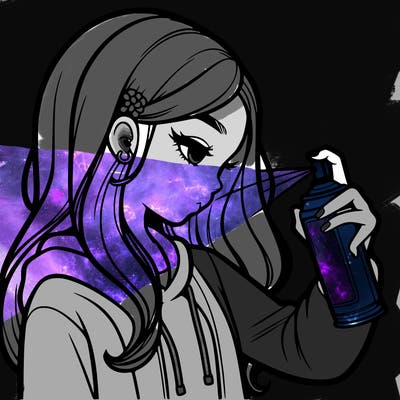 a realistic girl spray painting