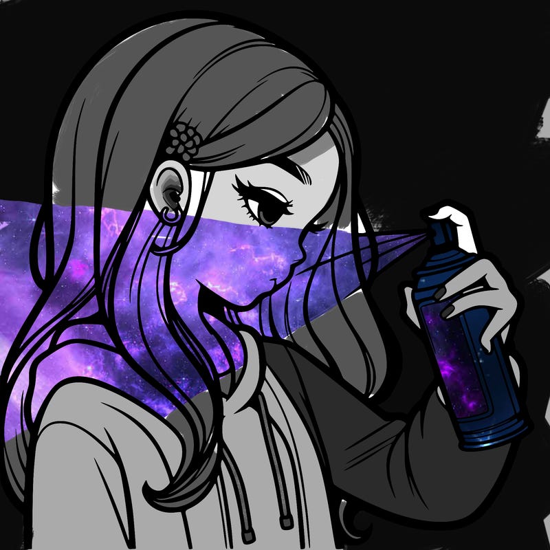 a realistic girl spray painting