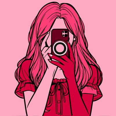 a realistic girl holding her phone taking pictures