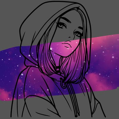 a realistic girl in a hoodie