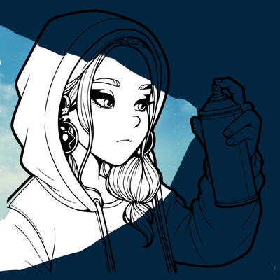 a realistic girl, spray painting