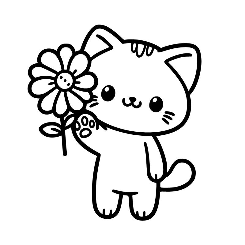 a cute cat paw holding a flower