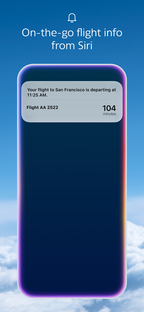 American Airlines app flight status notification on iPhone lock screen