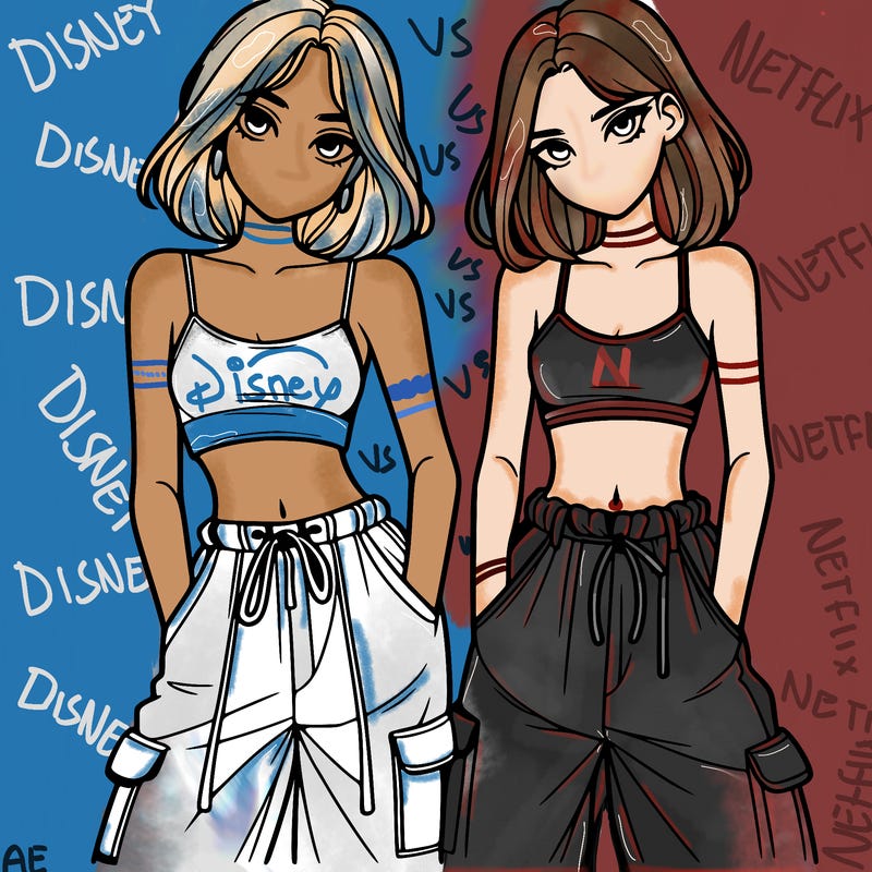 two girls with crop top with baggy pants