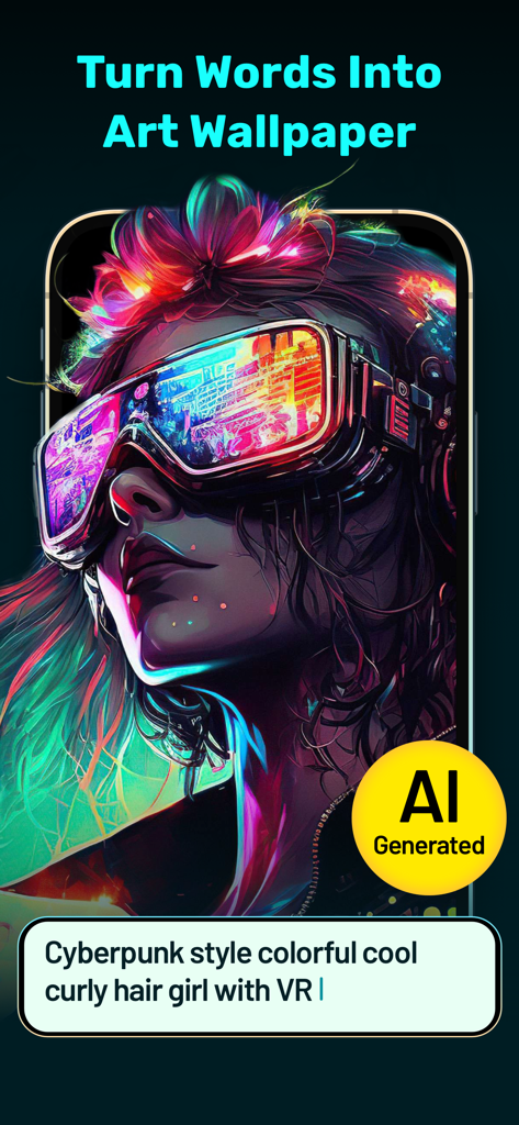Dream Photo: AI Generator - AI generated cyberpunk girl with VR goggles wallpaper created from a text prompt