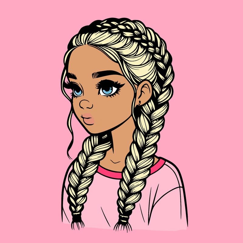 realistic girl with braids