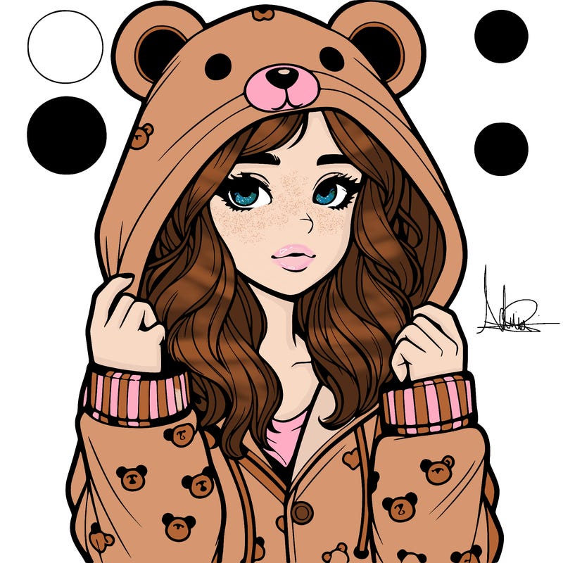 realistic girl in a animal pjs hoodie