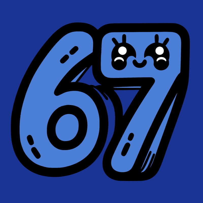 the numbers 67