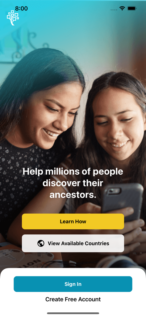 FamilySearch Get Involved - Two women looking at a smartphone on the FamilySearch Get Involved app welcome screen