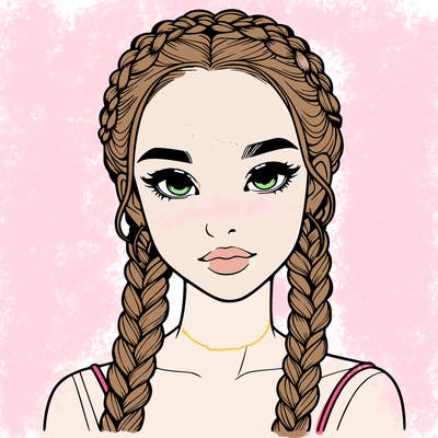 realistic girl with braids