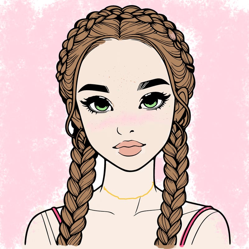 realistic girl with braids