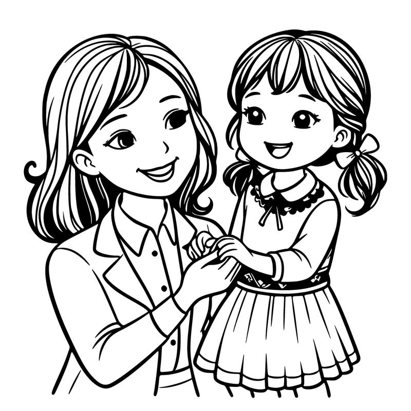 realistic mom and kid daughter