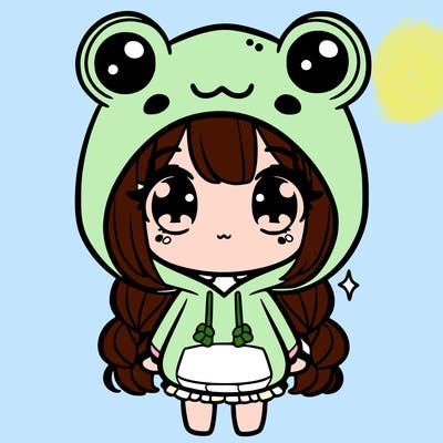 cute girl with a frog hoodie