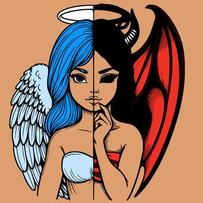 realistic angel half demon