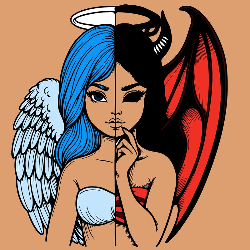 realistic angel half demon