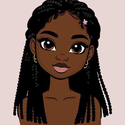 a realistic black girl with braids