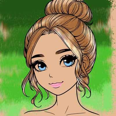 realistic pretty girl with hair in bun