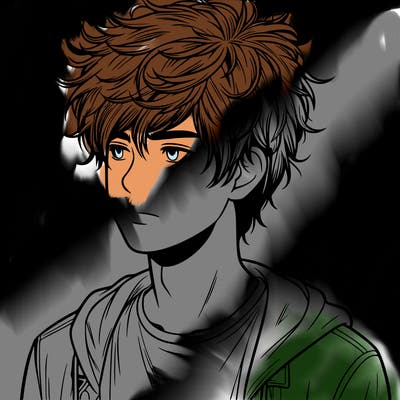 realistic teenage boy with messy hair