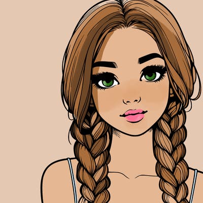 realistic girl with braids