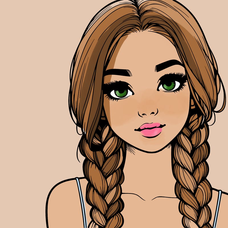 realistic girl with braids