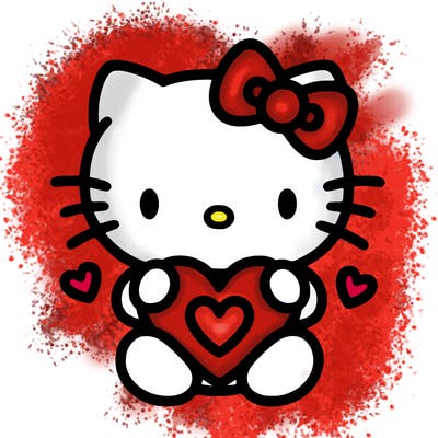 cute hello kitty with heart