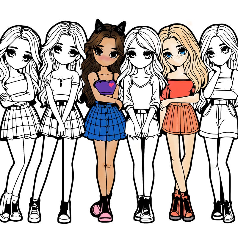 a group of girls realistic