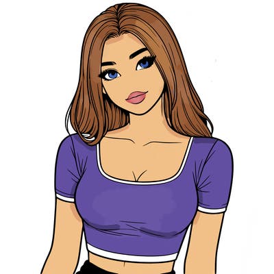 realistic girl with crop top