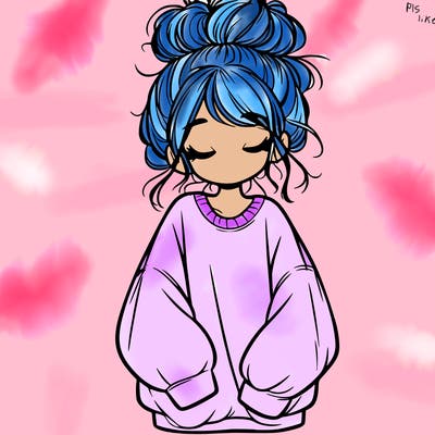 girl with baggy sweatshirt and messy bun