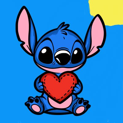 stich holding a heart