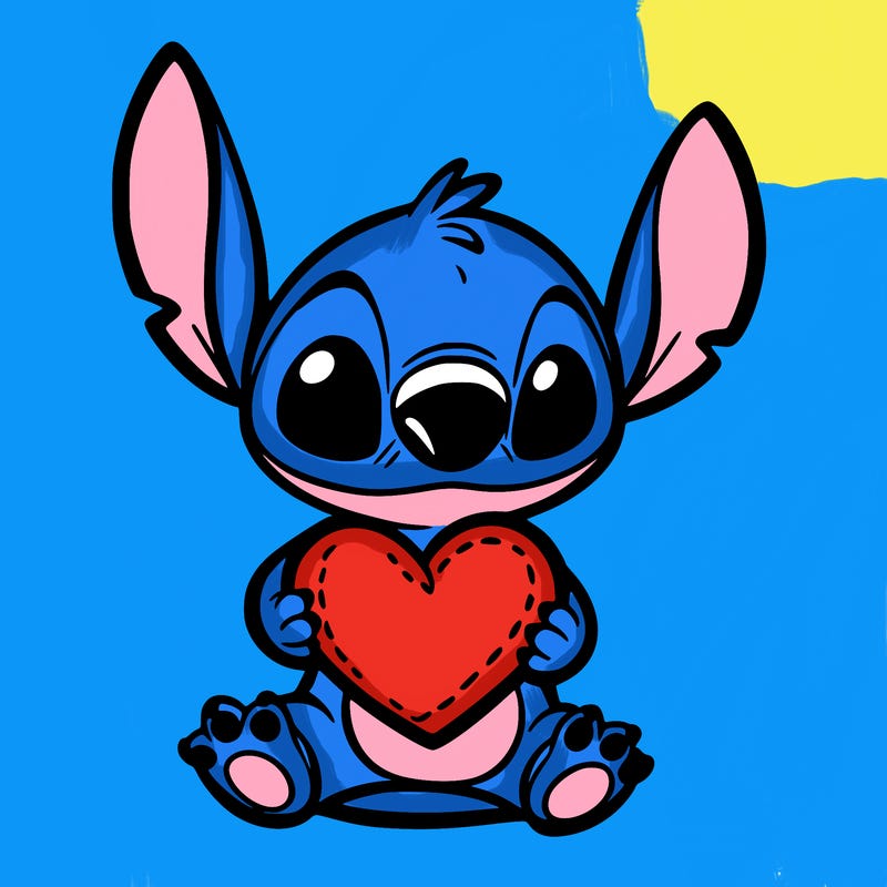 stich holding a heart