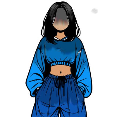 realistic girl faceless with baggy pants and a crop top