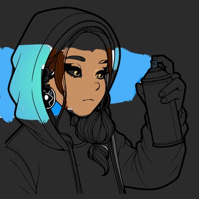 a realistic girl, spray painting