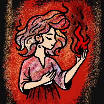 woman with fire