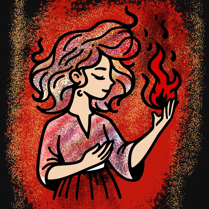 woman with fire